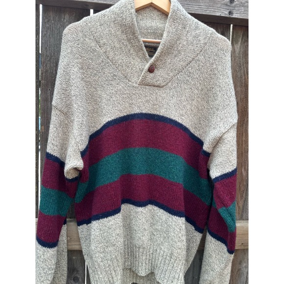 Vintage Eddie Bauer Shawl Neckline Sweater Mens Large WOOL - Picture 2 of 6